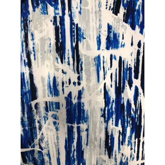 Ali Miles Blue White Abstract Mesh Overlay Tunic Top XL Beach Resort Wear Travel - Picture 14 of 16